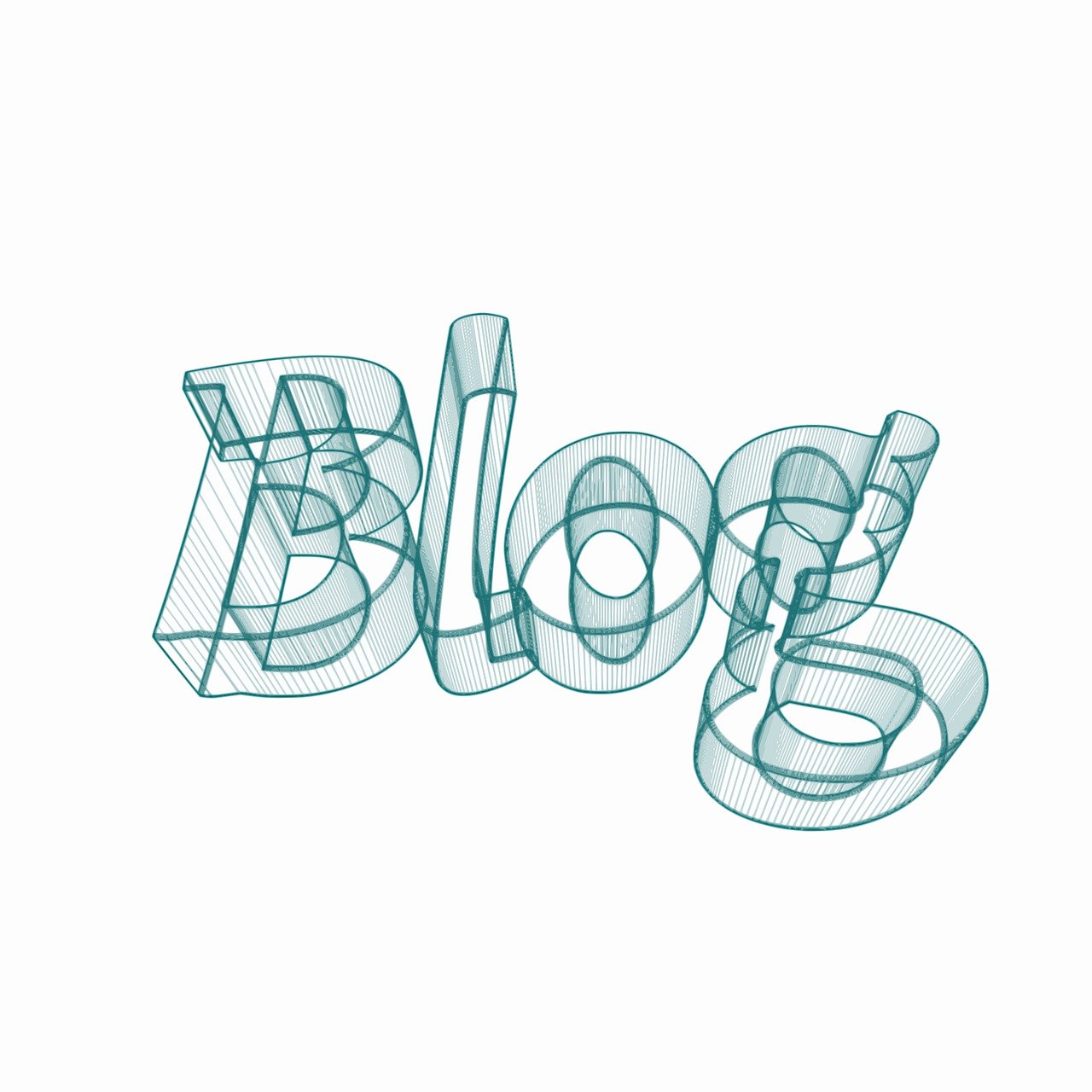 a drawing of the word blog on a white background, a digital rendering, by Joe Bowler, tumblr, 3 d filament, teal, 3 d mesh, symbol