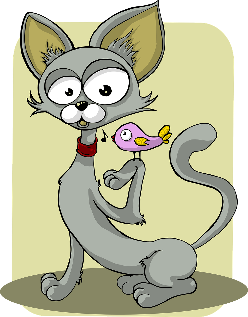 a cartoon cat with a bird in its mouth, vector art, inspired by Hanna-Barbera, deviantart contest winner, mouse photo, ashy, !!! very coherent!!! vector art, short cartoon strip