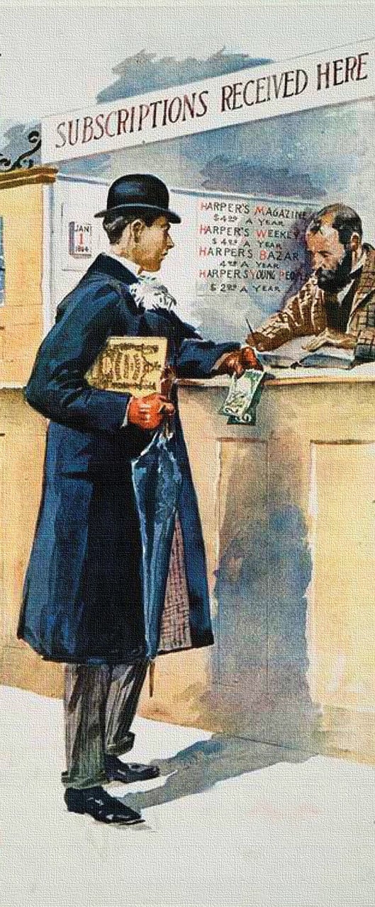 a painting of a man standing in front of a counter, by Harvey Dunn, flickr, zoomed view of a banknote, african american woman, delivering mail, 1 8 0 2