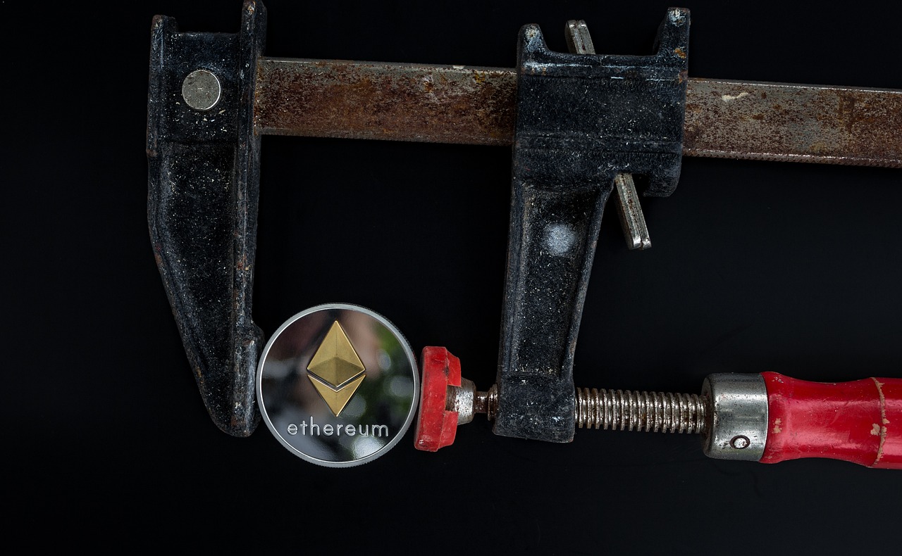 a close up of a pipe clamp and a magnifying magnifying magnifying magnifying magnifying magnifying, by Attila Meszlenyi, unsplash, ethereum!!!! logo, polyhedron, an artistic pose, screwdriver