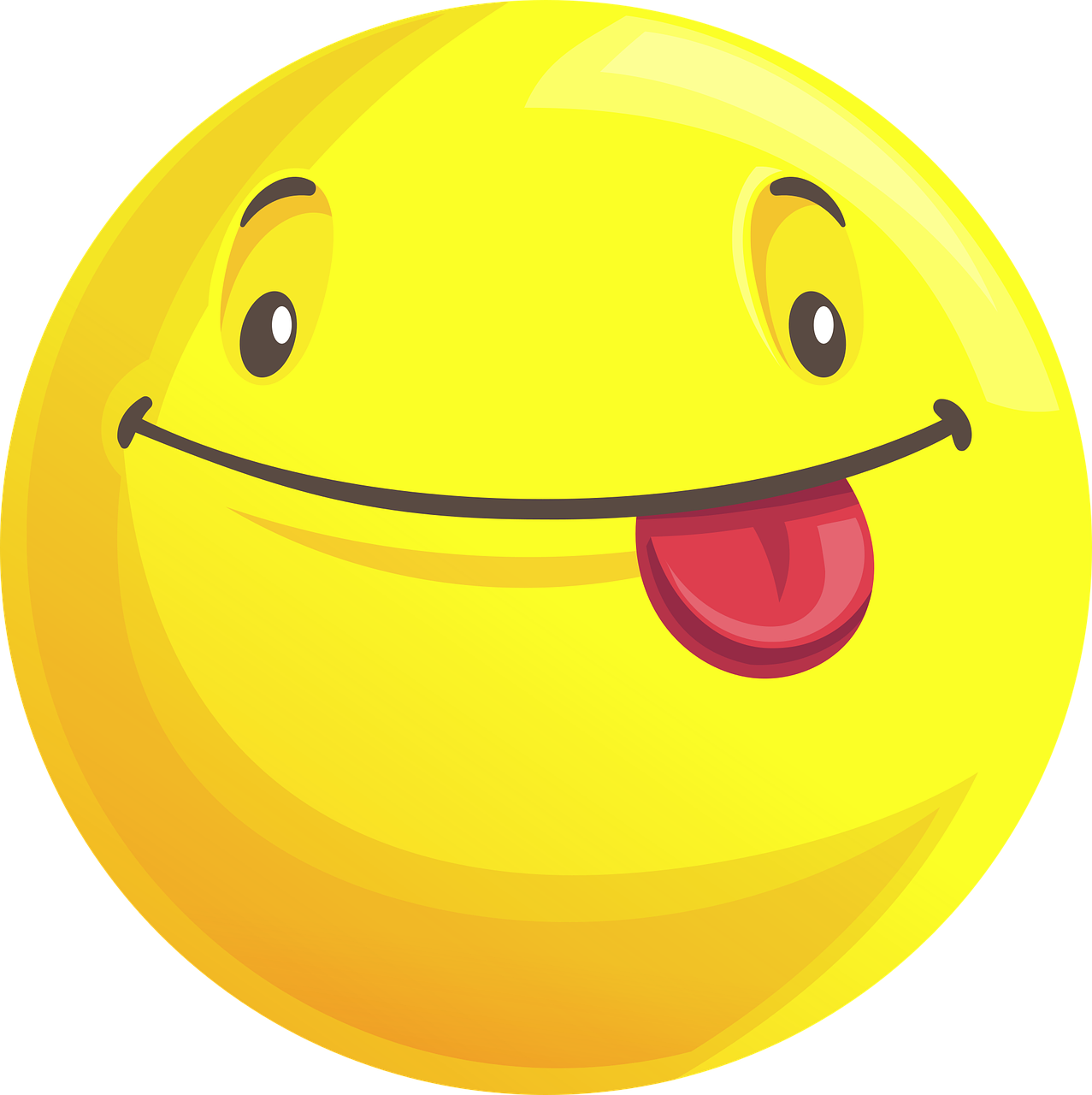 a yellow smiley face with a red tongue, vector art, by Aleksander Gierymski, mingei, round chin, awesome, grinning lasciviously, ball