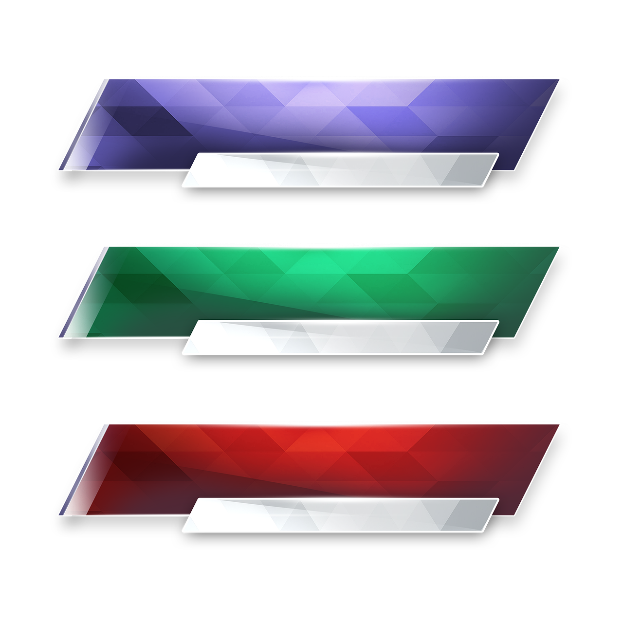 a set of four shiny banners on a black background, a digital rendering, reddit, crystal cubism, sports broadcast, 3 colours, f 1, set photo