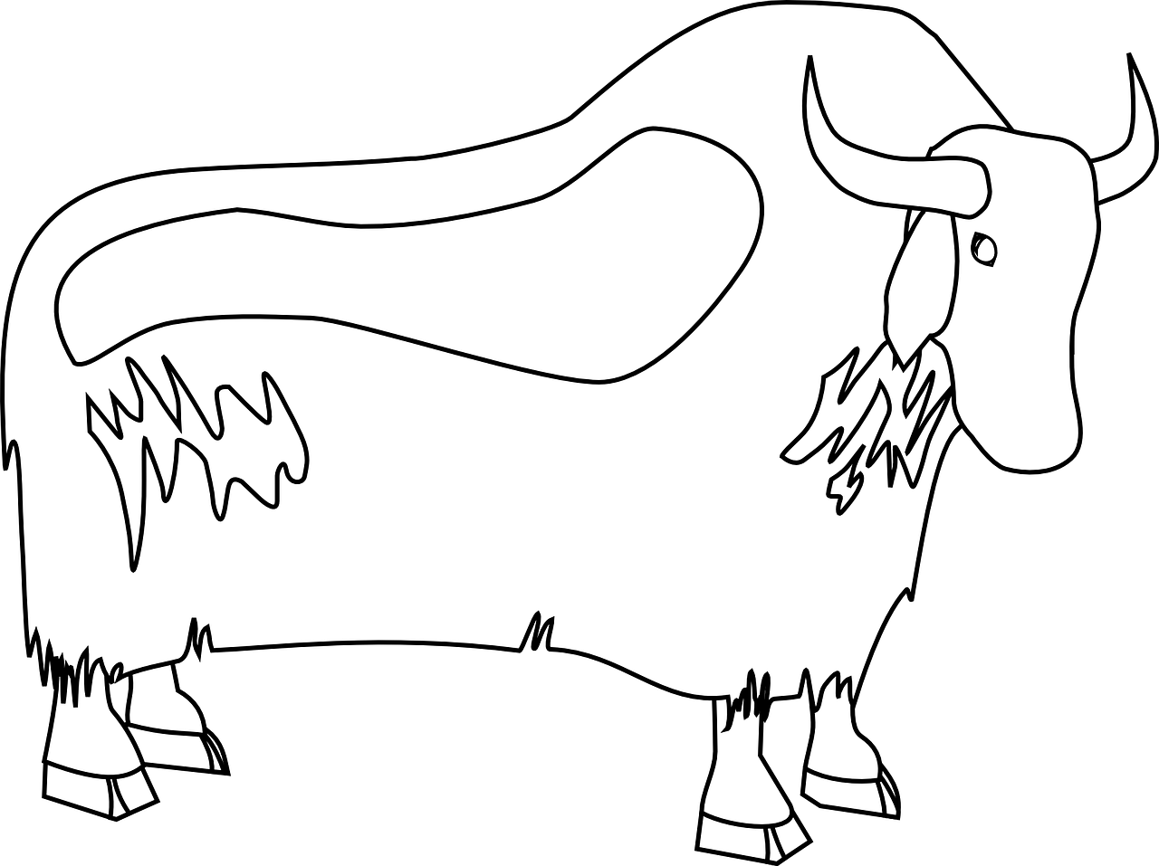 a black and white drawing of a yak, lineart, trending on pixabay, mingei, 3840 x 2160, outline glow, [ colourful, ambient occlusion:3