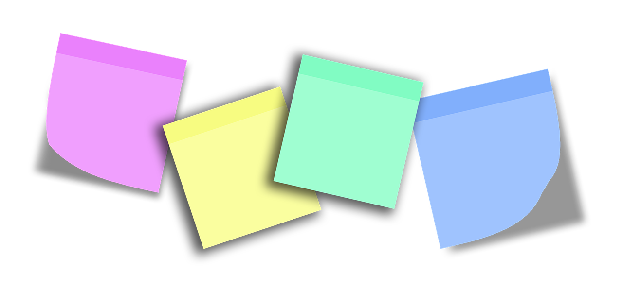 a group of sticky notes sitting on top of each other, digital art, trending on pixabay, digital art, on a flat color black background, three fourths view, banner, colored projections