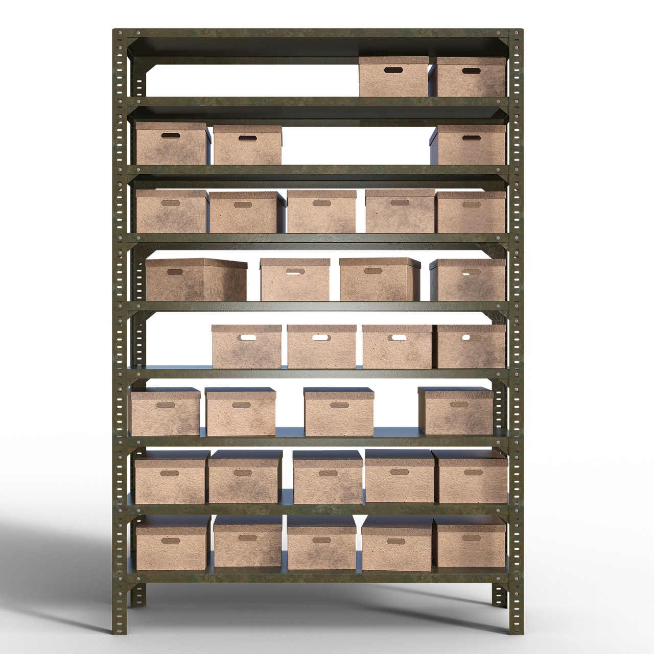 a bunch of boxes that are on a shelf, a digital rendering, mingei, military storage crate, high resolution product photo, from metal gear, [[empty warehouse]] background