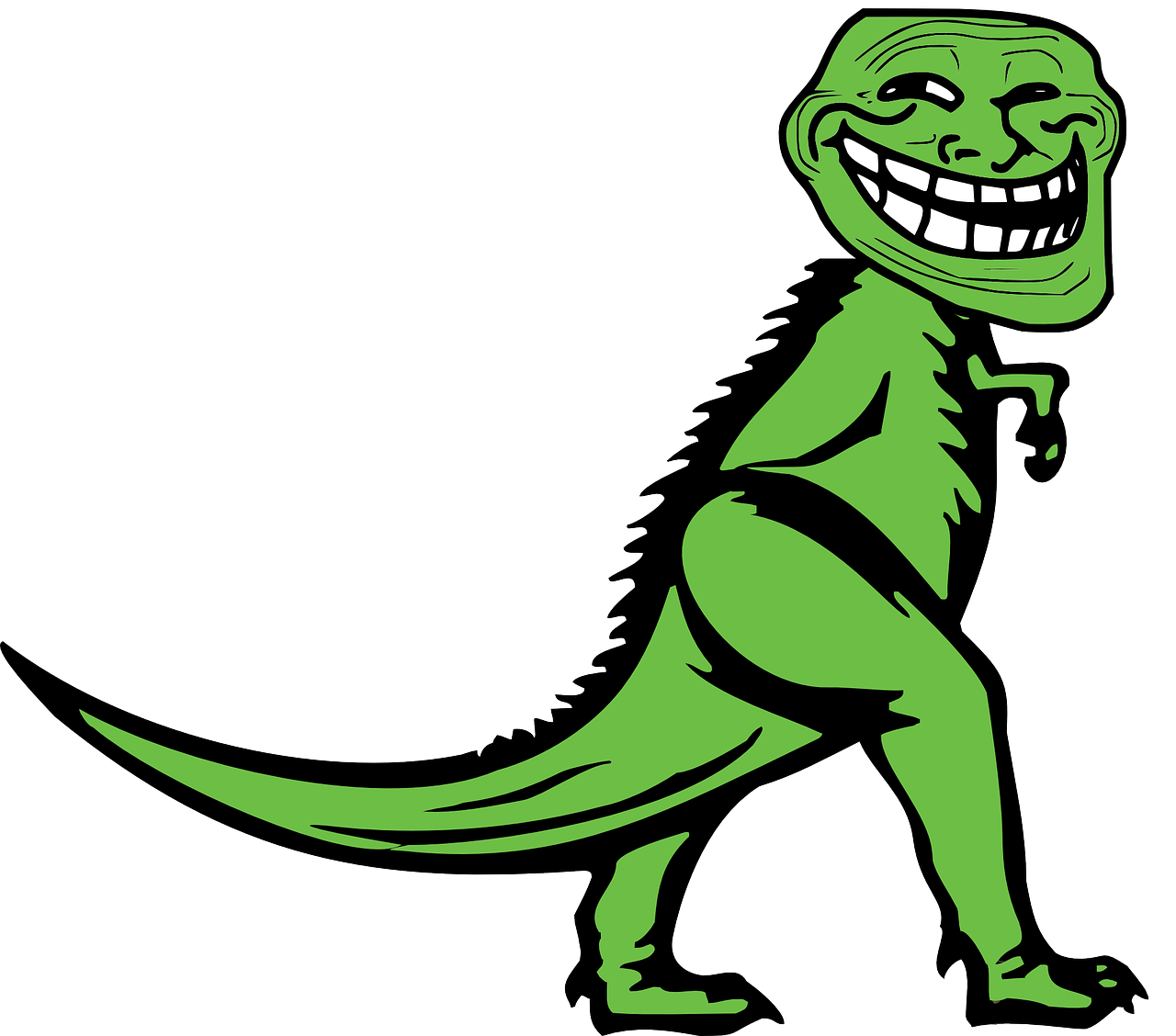a green dinosaur with a big smile on it's face, reddit, antipodeans, with a black background, troll face, with a white background, lizard tail