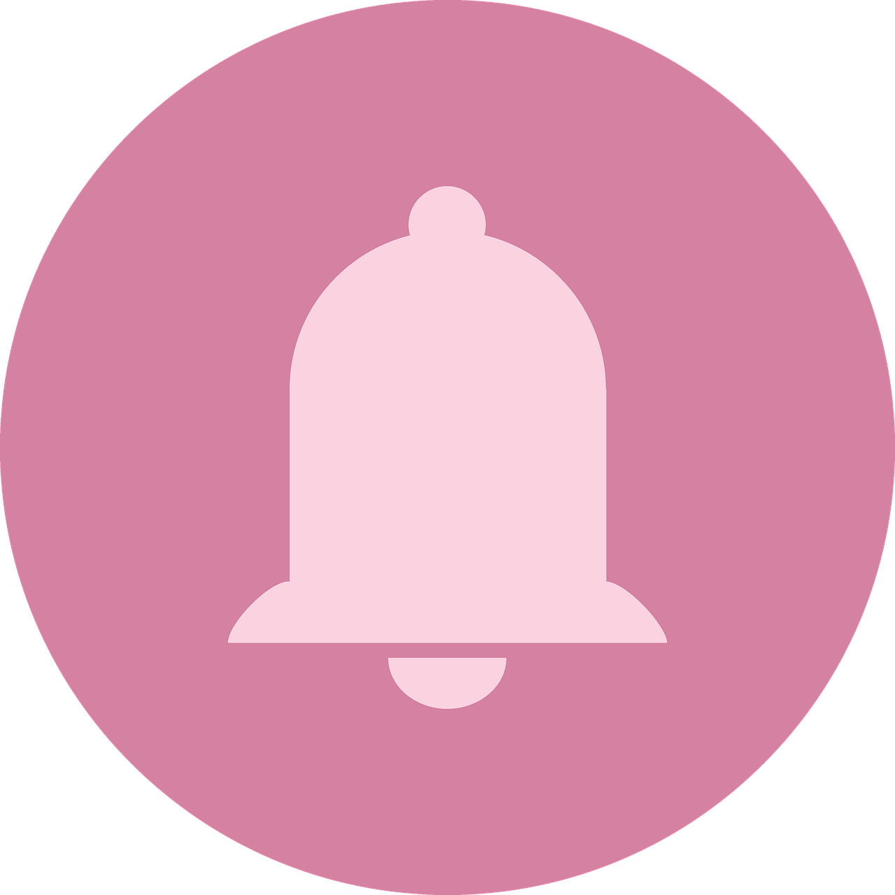 a bell icon in a pink circle, a screenshot, by John Button, pixabay, mingei, simple elegant design, back, midnight, 🌸 🌼 💮