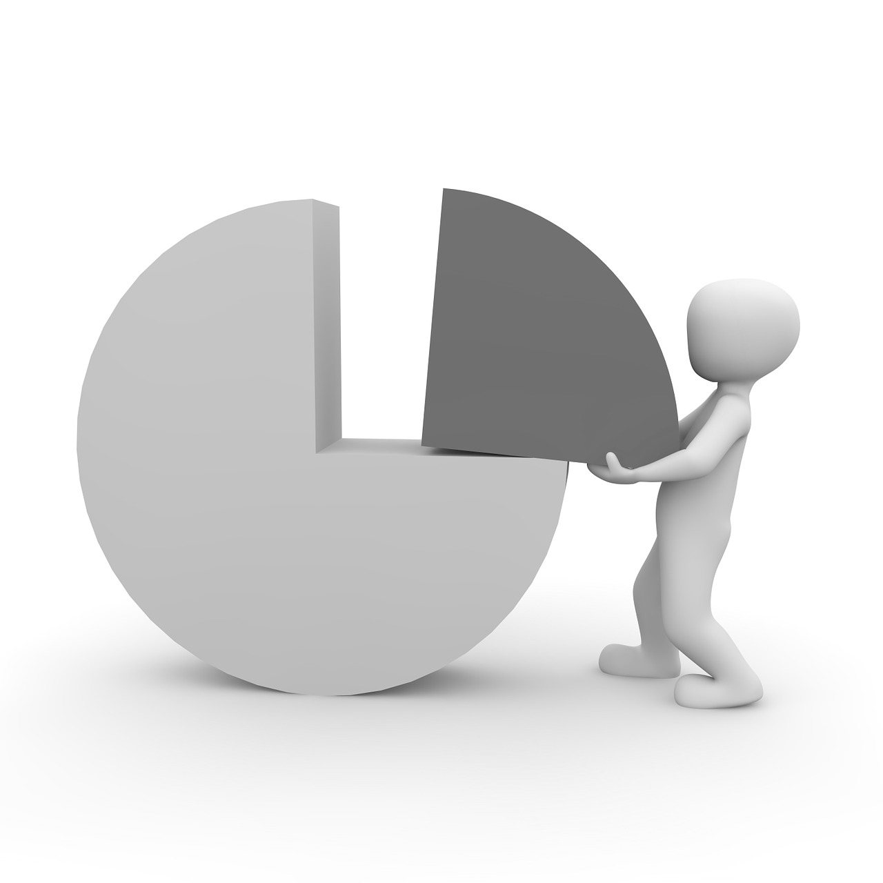 a person standing next to a pie chart, trending on pixabay, analytical art, gray anthropomorphic, 3 d image, reaching, cut-away