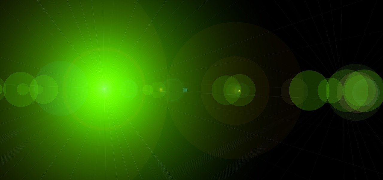 a green light shines brightly on a black background, digital art, lens flare photo real, iphone 15 background, cosmic void background, ray-traced