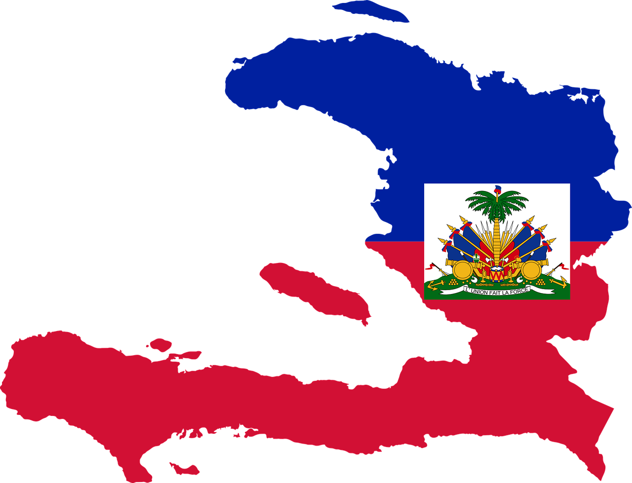a map of haiti with the flag of the country, a photo, flickr, fine art, cobalt blue and pyrrol red, onyx, a dark, palm
