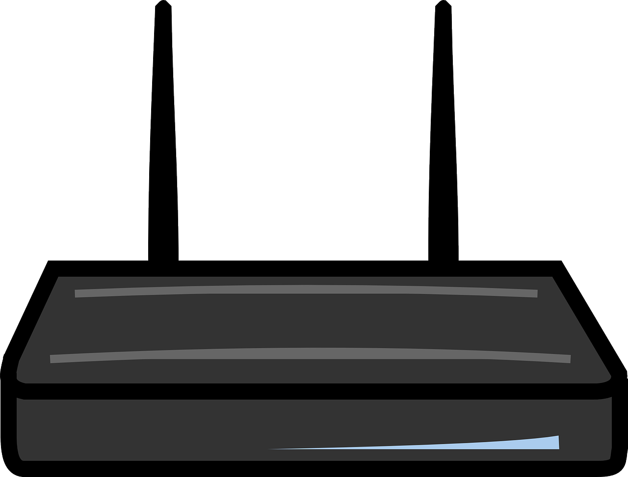 a wireless router on a white background, by Andrei Kolkoutine, black and blue scheme, drawn in microsoft paint, black roof, low profile