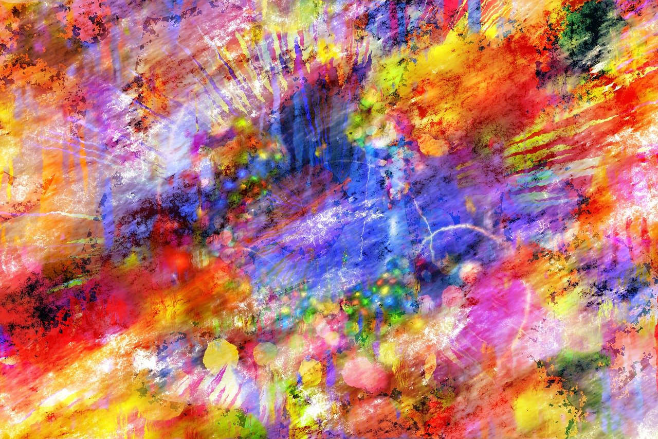 a painting with a lot of colors on it, an impressionist painting, action painting, background explosion, smeared watercolours, above view, digital art masterpiece