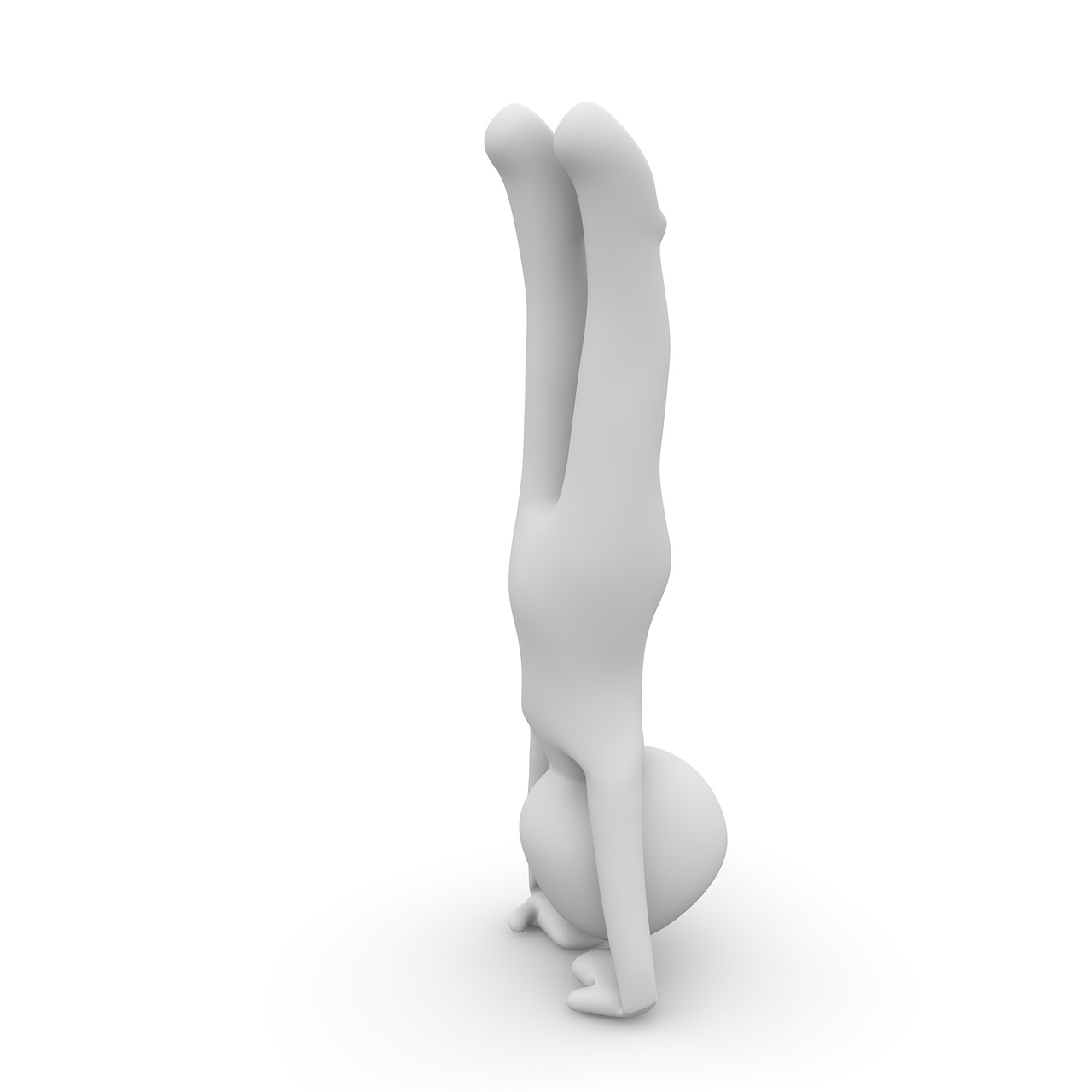 a person doing a handstand on a white surface, an ambient occlusion render, polycount, bunny leg, 3 d render of jerma 9 8 5, lowres, head is up