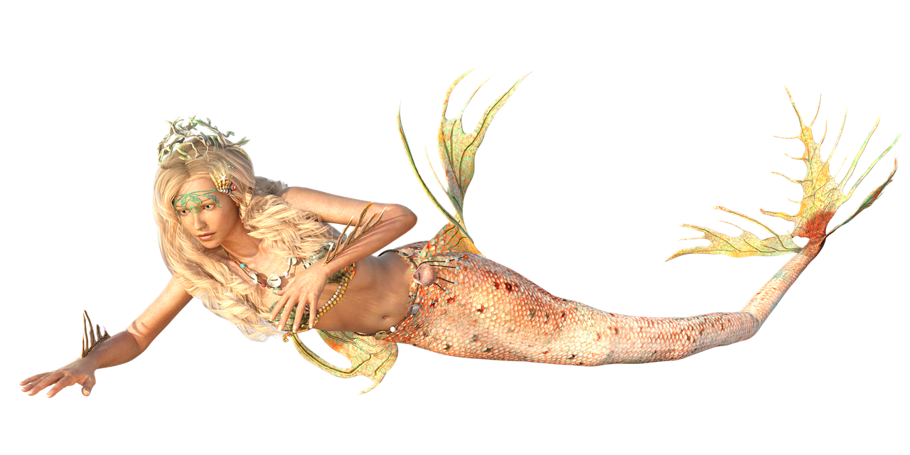 a woman in a mermaid costume floating in the air, a digital rendering, trending on zbrush central, jeweled costume, 2 0 0 0's photo, full view of seahorse, close up half body shot