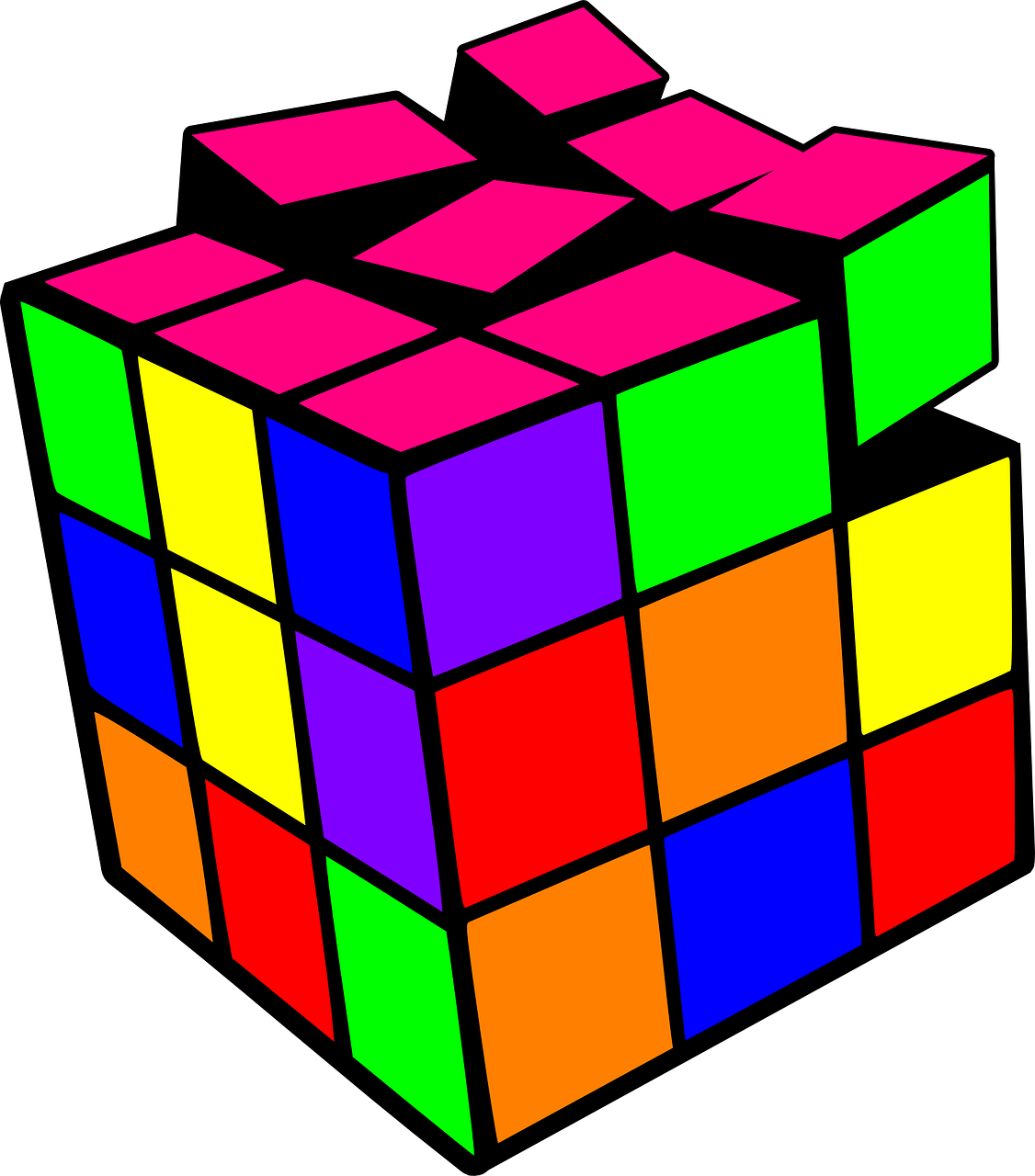 a colorful rubik cube on a black background, a raytraced image, inspired by Ernő Rubik, cubo-futurism, in style of lisa frank, aaaaaaaaaaaaaaaaaaaaaa, colored manga, 9 0 s colors and shapes