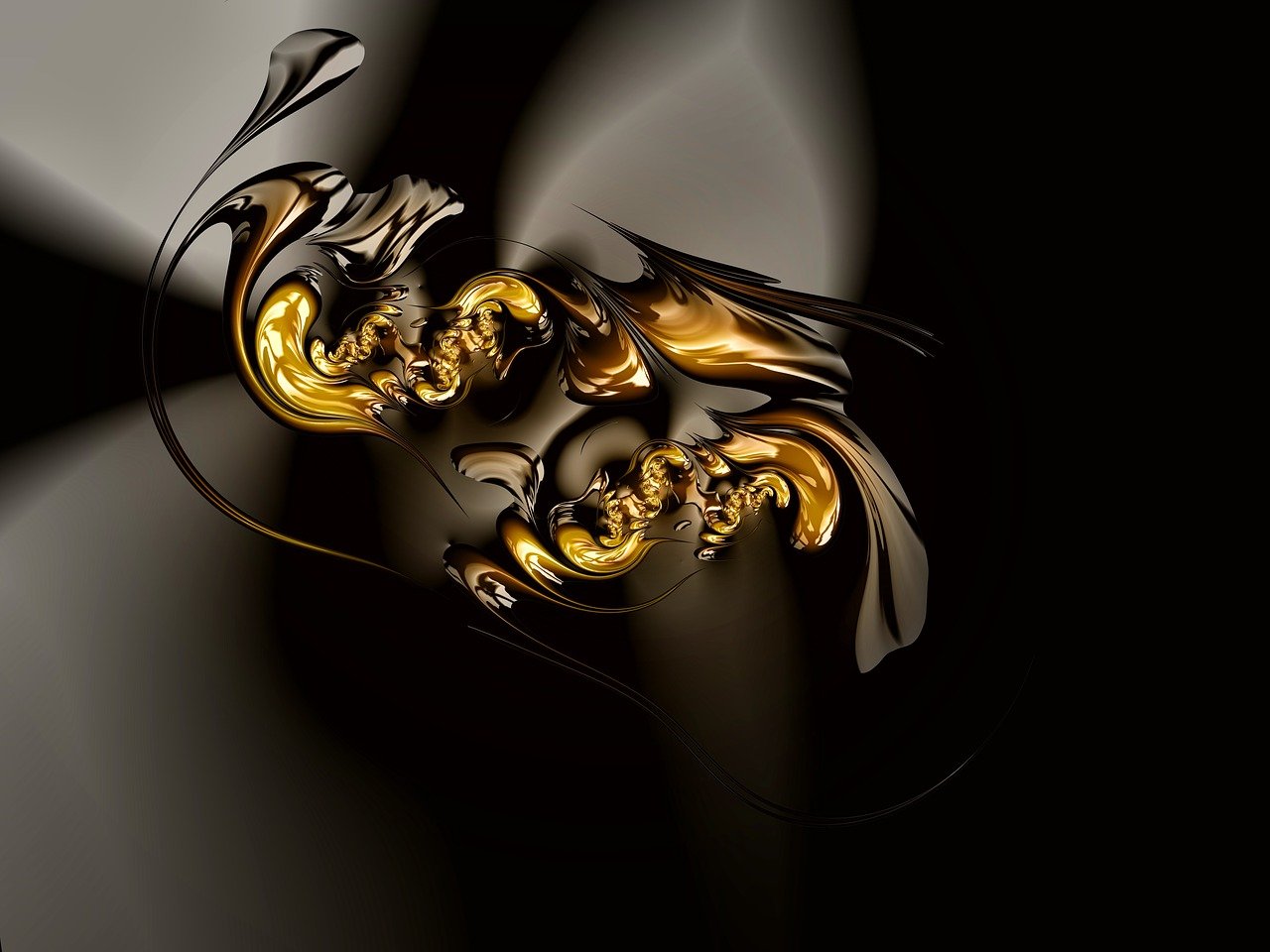 a computer generated image of a woman's face, digital art, inspired by Fabien Charuau, liquid golden and black fluid, organic ceramic fractal forms, twisted turn of fate abstraction, liquid polished metal