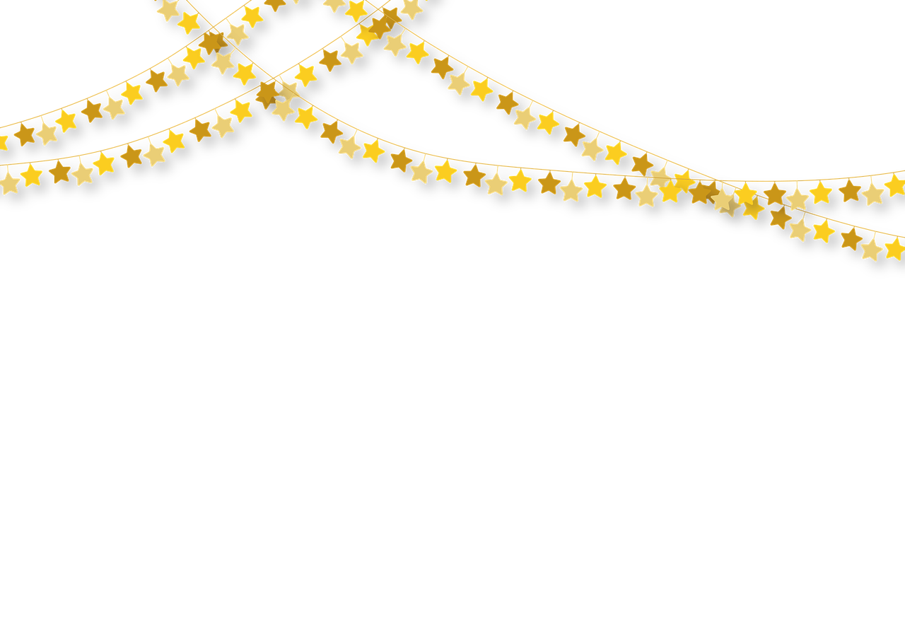 a gold star garland on a black background, minimalism, golden jewelry filigree, side, carnival on the background, rectangular