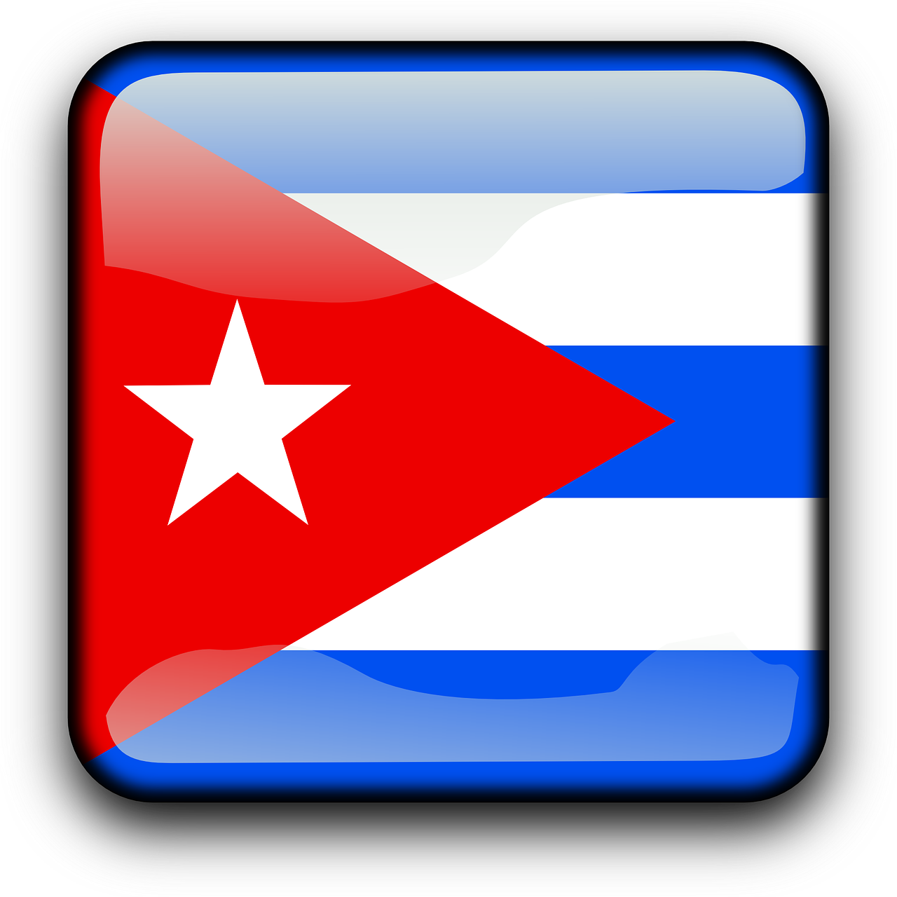 a button with the flag of cuba on it, a digital rendering, flickr, dada, ios app icon, kitty, ibiza, cga