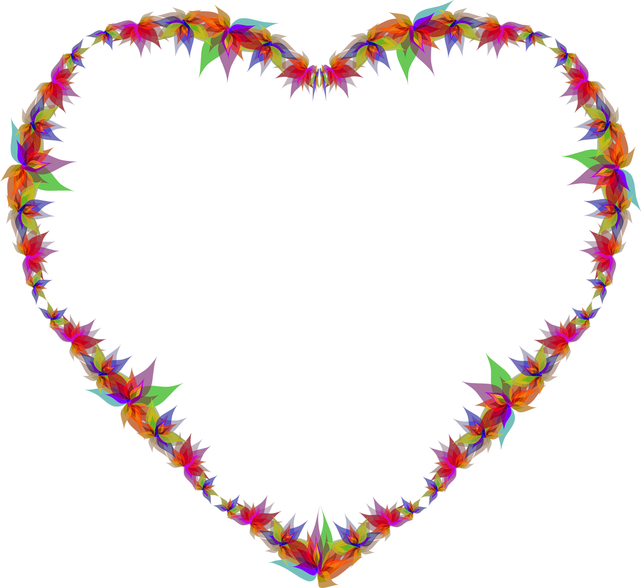 a colorful heart shaped frame on a black background, a raytraced image, computer art, star, flower frame, lsd feathers, very low quality