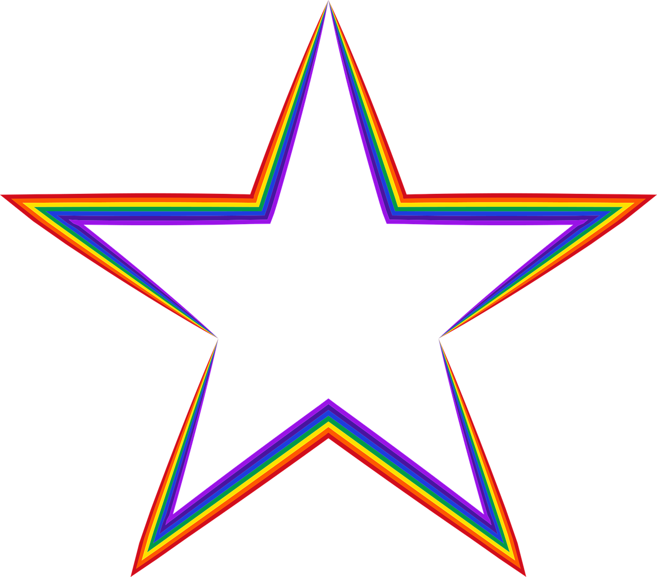 a rainbow colored star on a black background, digital art, by Wayne Reynolds, tumblr, alternate album cover, outlined!!!, seventies era, killstar