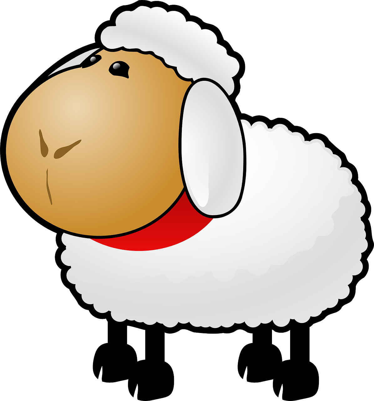 a cartoon sheep wearing a santa hat, mingei, animal, slave, ( land ), simple