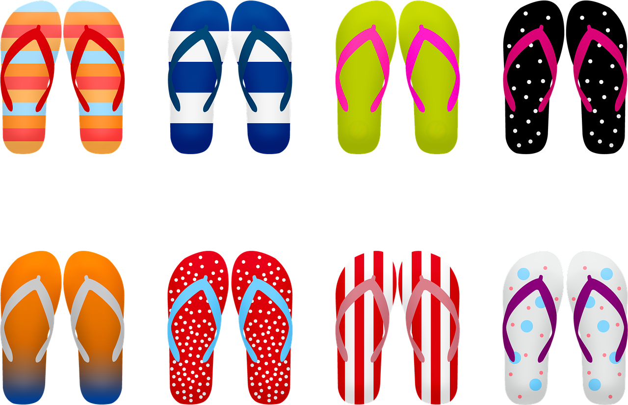 a group of colorful flip flop flop flop flop flop flop flop flop flop flop flop flop flop, a cartoon, by Tadashi Nakayama, pixabay, pop art, screenshots, 4th of july, attire: bikini, icon pack