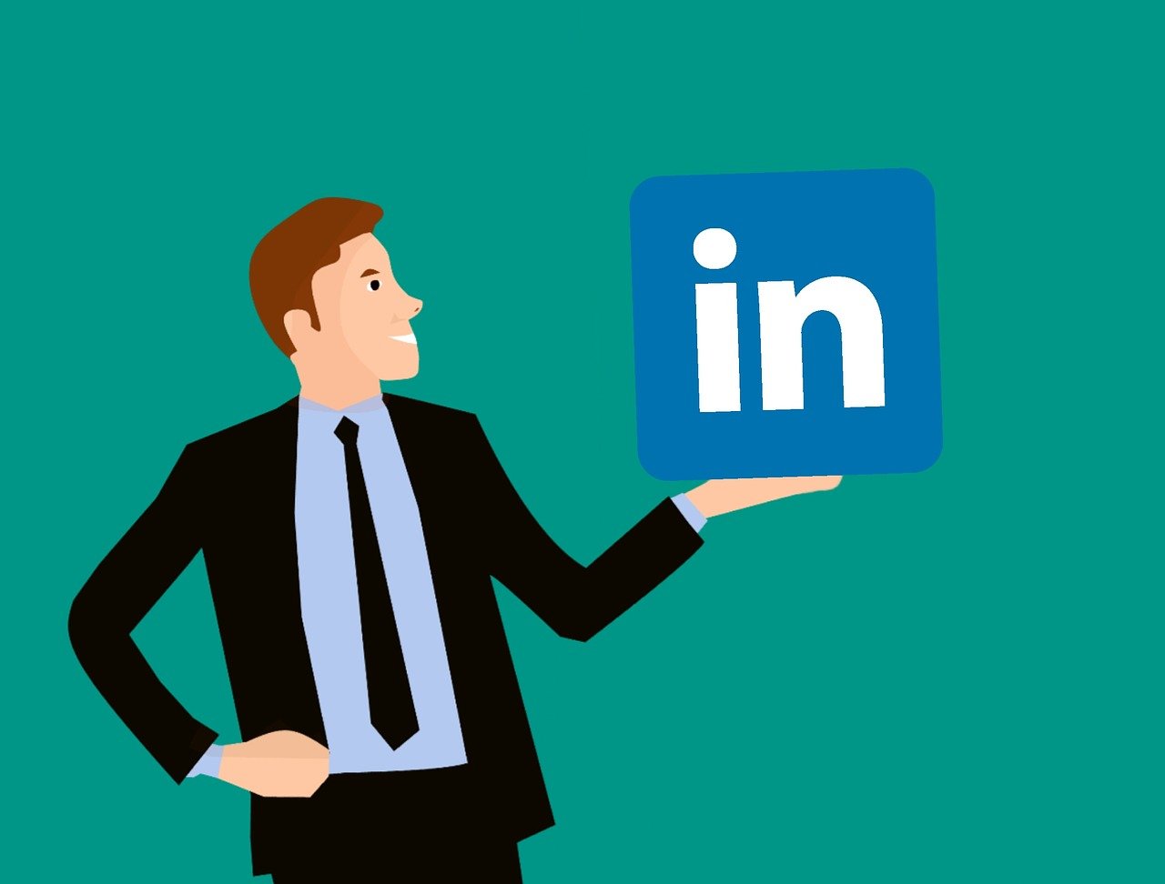 a man in a suit holding a linked sign, trending on pixabay, smurf, linkedin, 2 4 - year - old man, indian