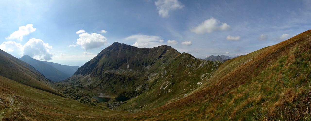 a panoramic view of a valley in the mountains, a picture, by Aleksander Gierymski, flickr, pretty face!!, high quality image”