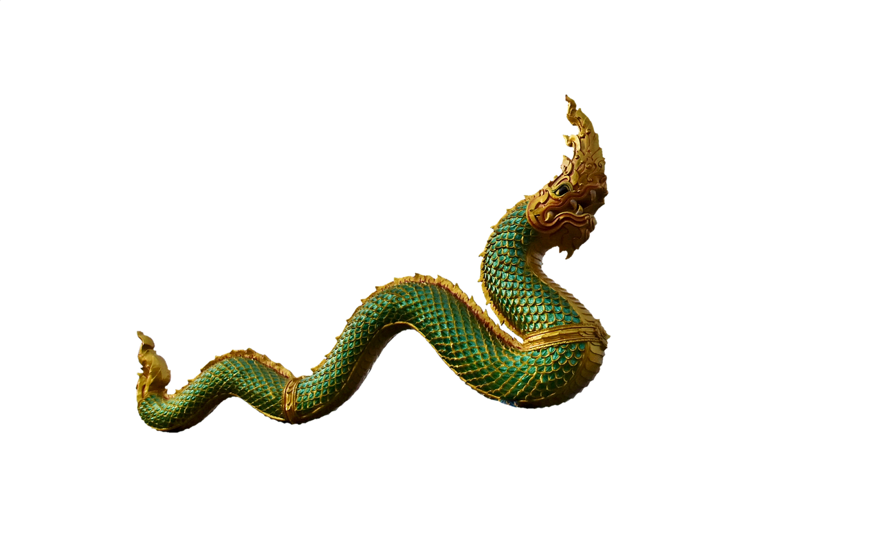 a green and gold dragon statue on a black background, a raytraced image, cloisonnism, big long hell serpent octopus, in style of thawan duchanee, unknown artist, made from million point clouds