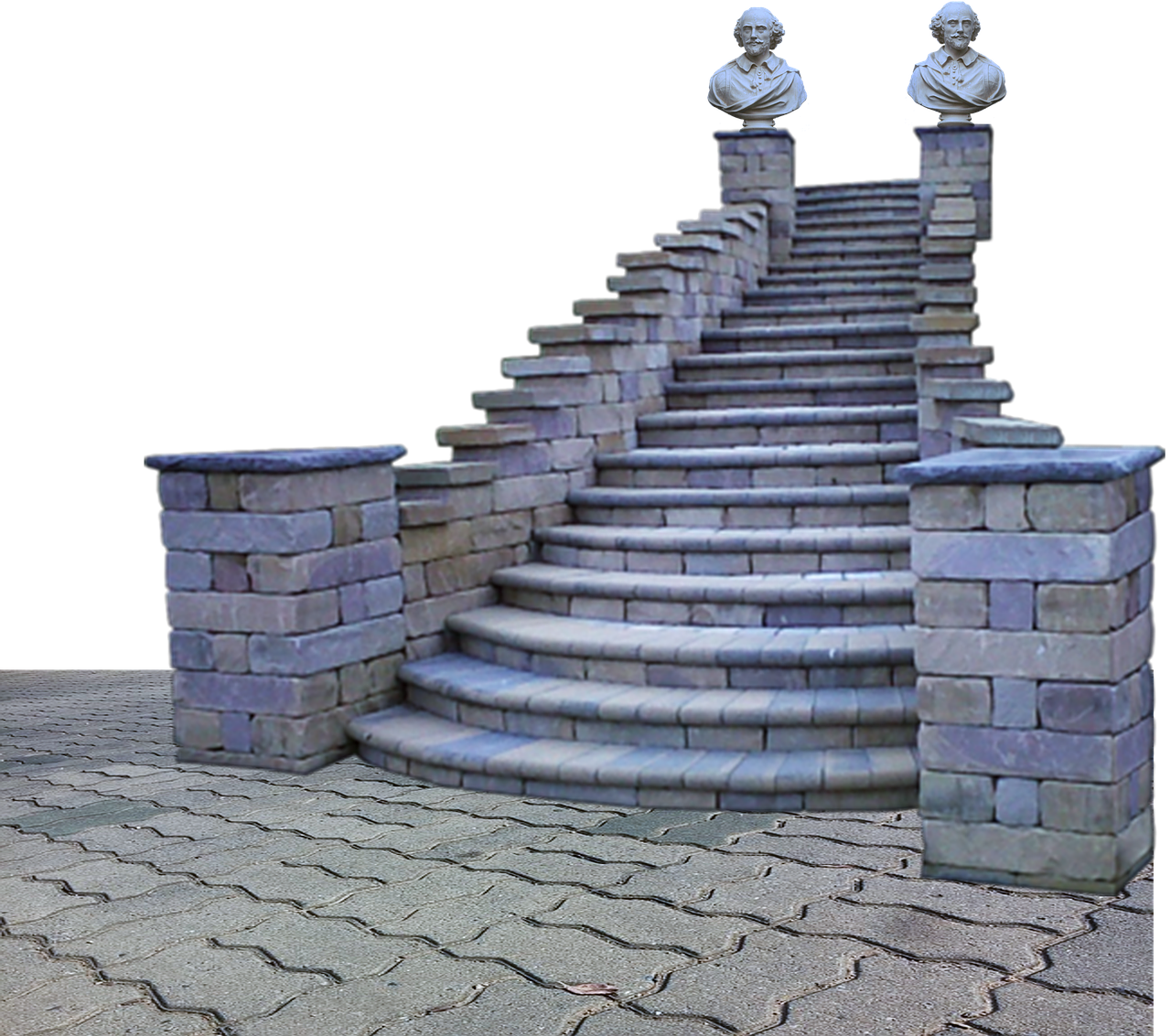 a set of stone steps leading up to a building, a raytraced image, by Jon Coffelt, brick, stone statues, front view dramatic, davinci style