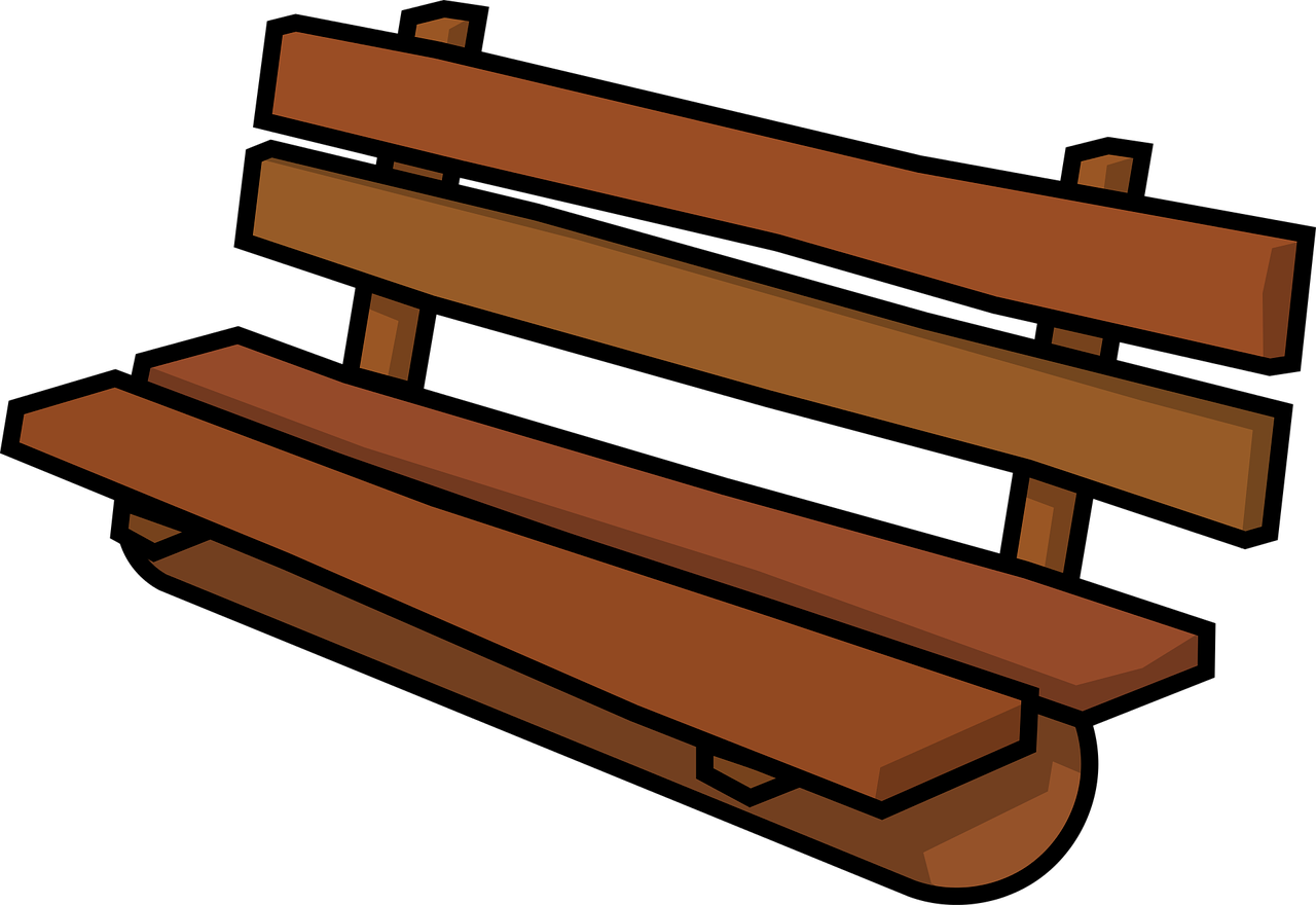 a wooden bench on a black background, concept art, pixabay, cell shaded cartoon, ( brown skin ), bus stop, overhead shot