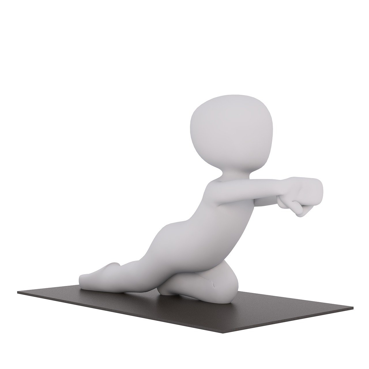 a 3d man doing a yoga pose on a mat, an ambient occlusion render, figuration libre, art toys collectible figurine, half body photo