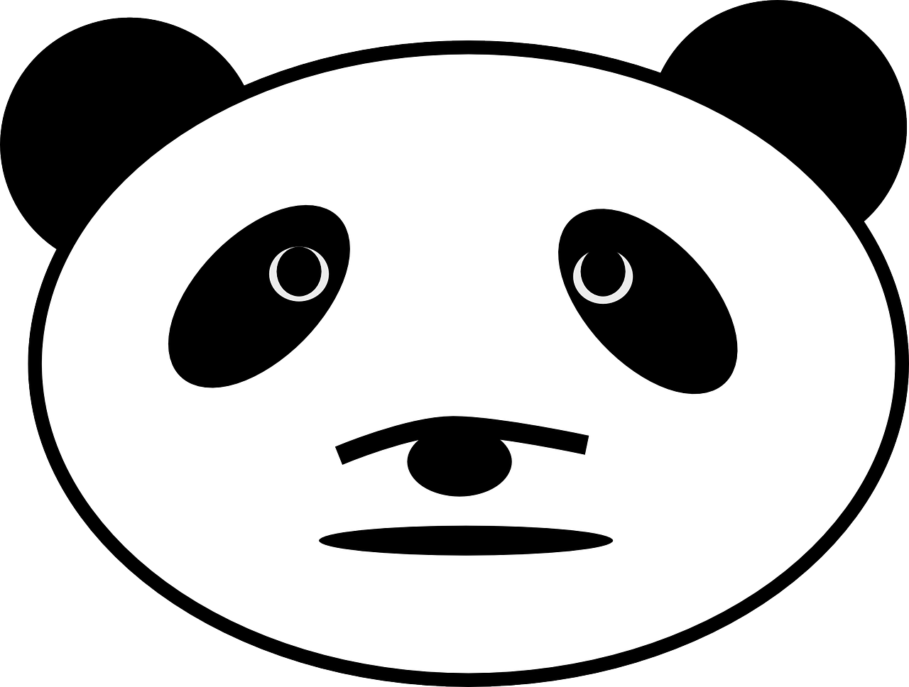 a black and white panda bear face on a white background, vector art, inspired by Luo Ping, reddit, sōsaku hanga, 3840 x 2160, oval face, poop, transparent face