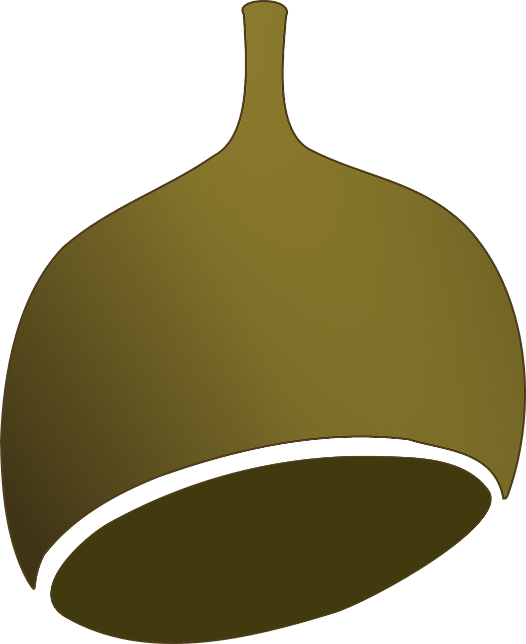 a brown acorn on a white background, a digital rendering, inspired by Shūbun Tenshō, hurufiyya, olive green, lacquerware, pointy hat, vectorized