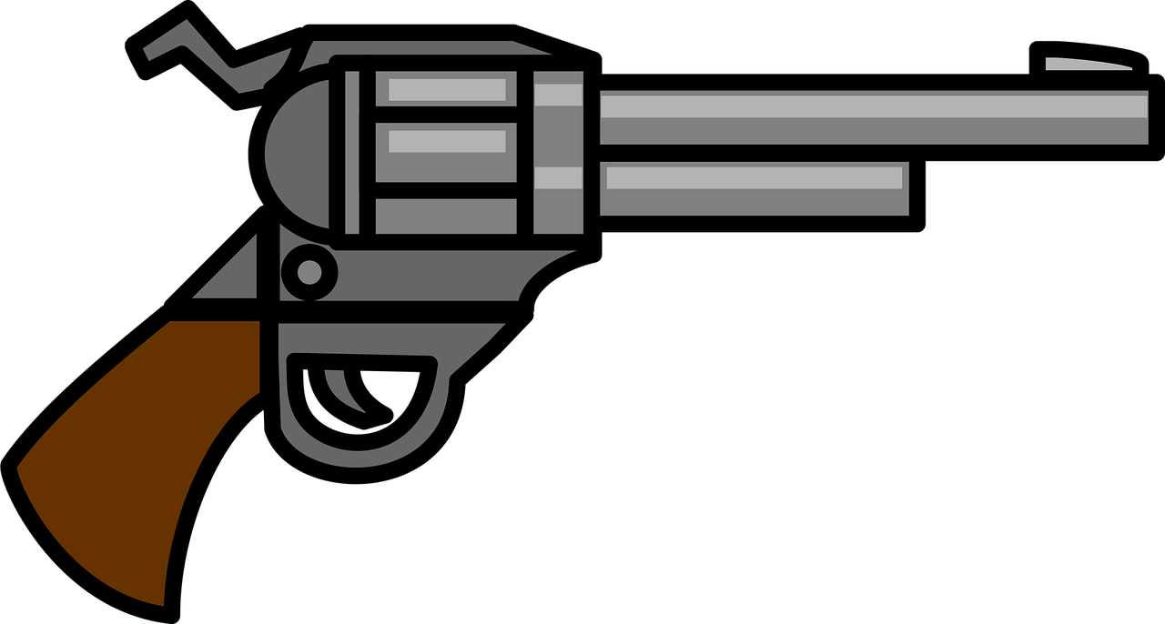 a gun with a wooden handle on a black background, vector art, pixabay, digital art, cowboy shot, 2d minimalist vector art, dark. no text, by greg rutkowski