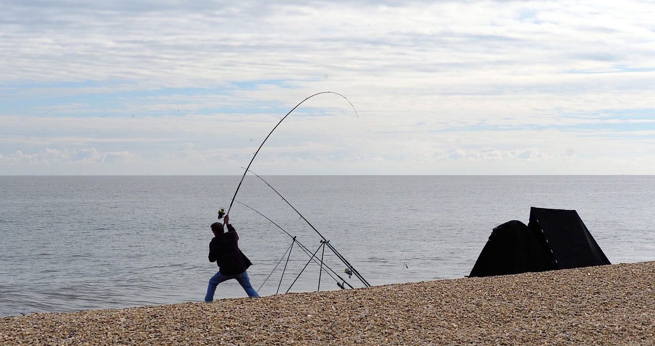 a man standing on top of a beach next to a body of water, by Robert Brackman, pixabay, people angling at the edge, launching a straight ball, with a very large mouth, heath clifford