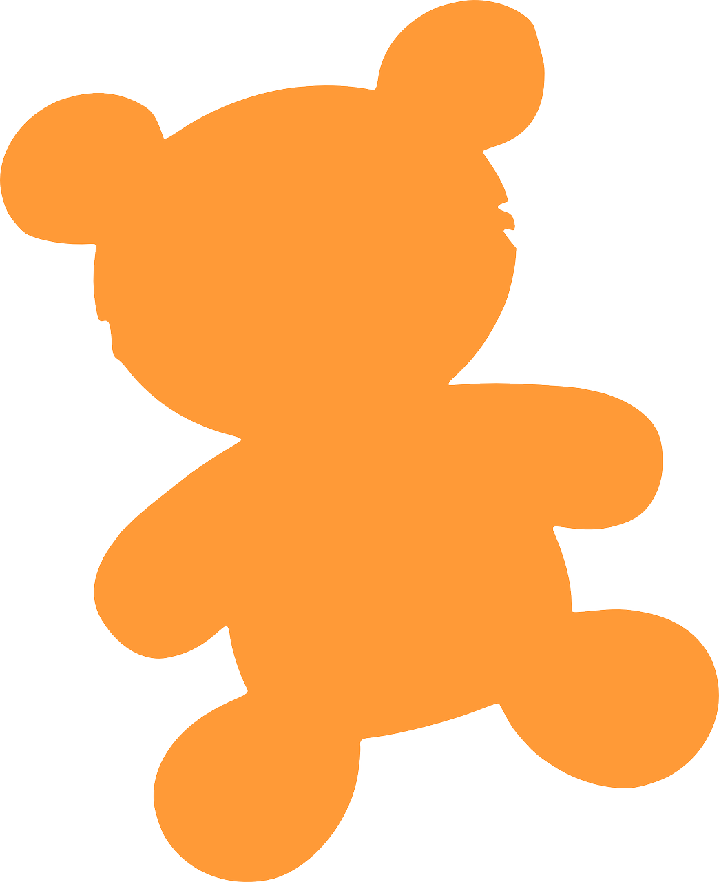 a teddy bear is on an orange sticker