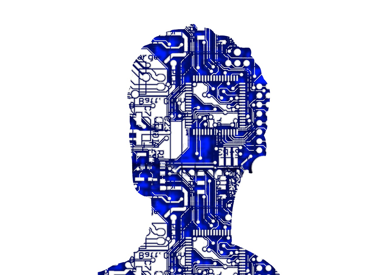 silhouette illustration of a man in technological type