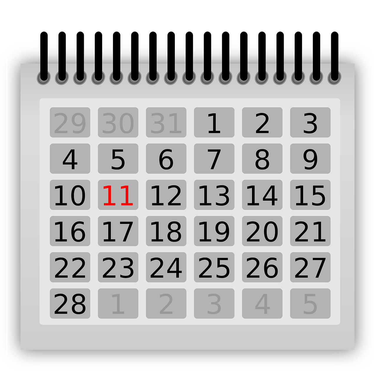 a calendar with the year 2012 in red