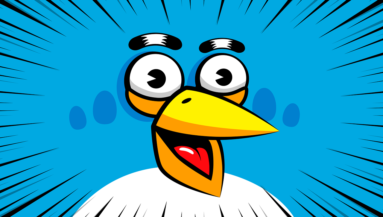 an animated bird with large eyes has big eyes