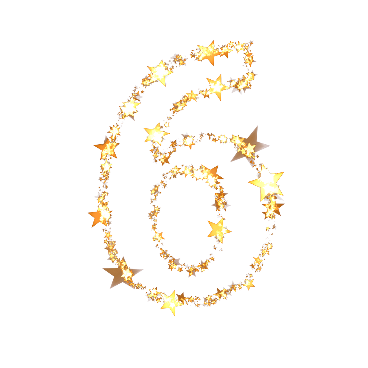 a picture of a number six made from many small gold stars