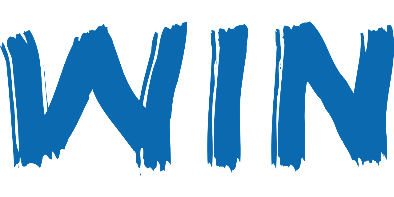 an image of win in blue and white