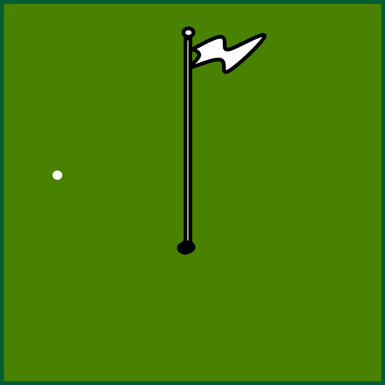 the top of a green and black golf flag