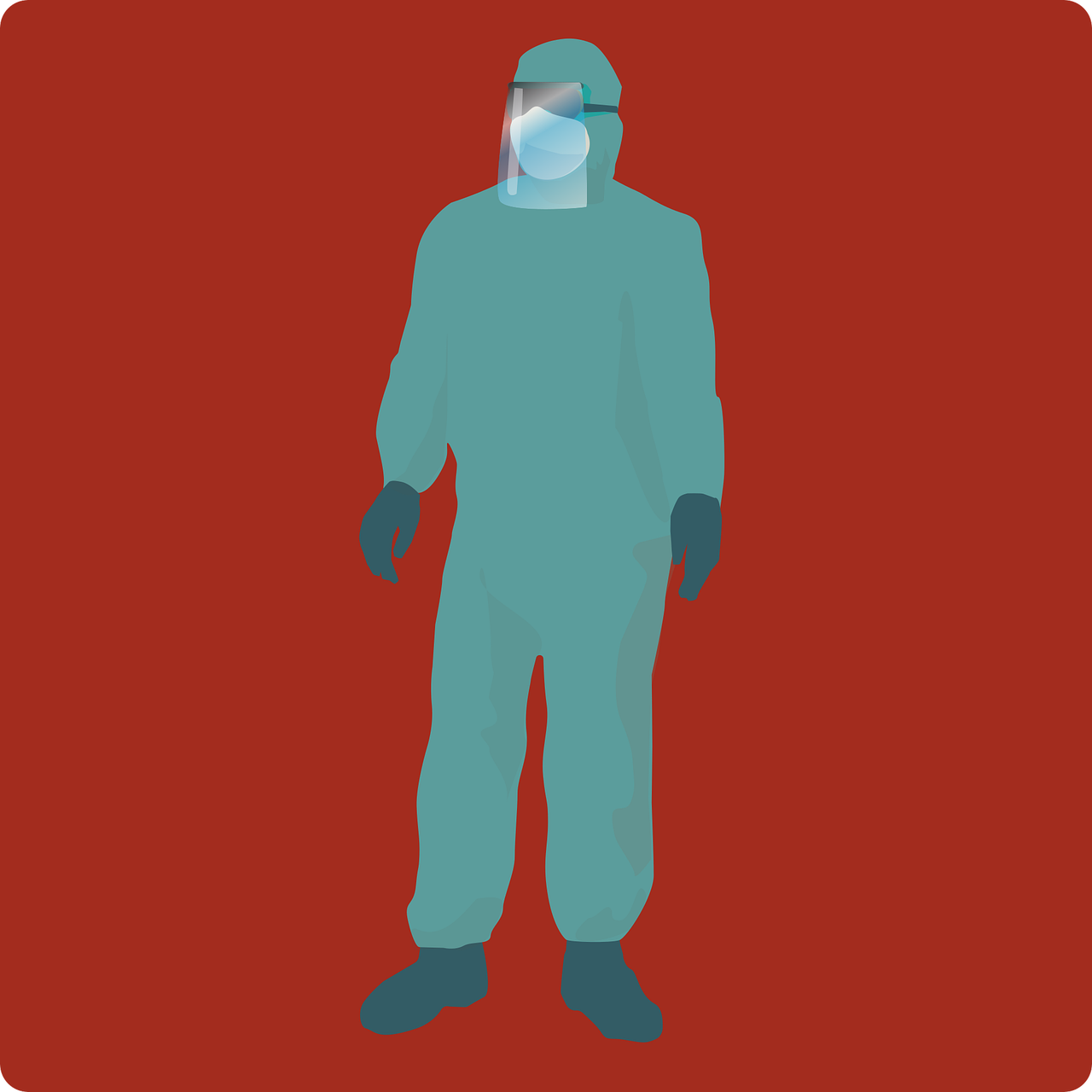 a man in blue coverall standing