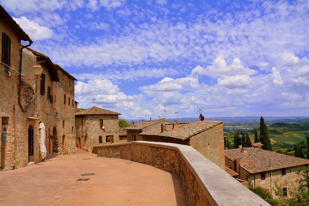 there are some old stone buildings in the distance