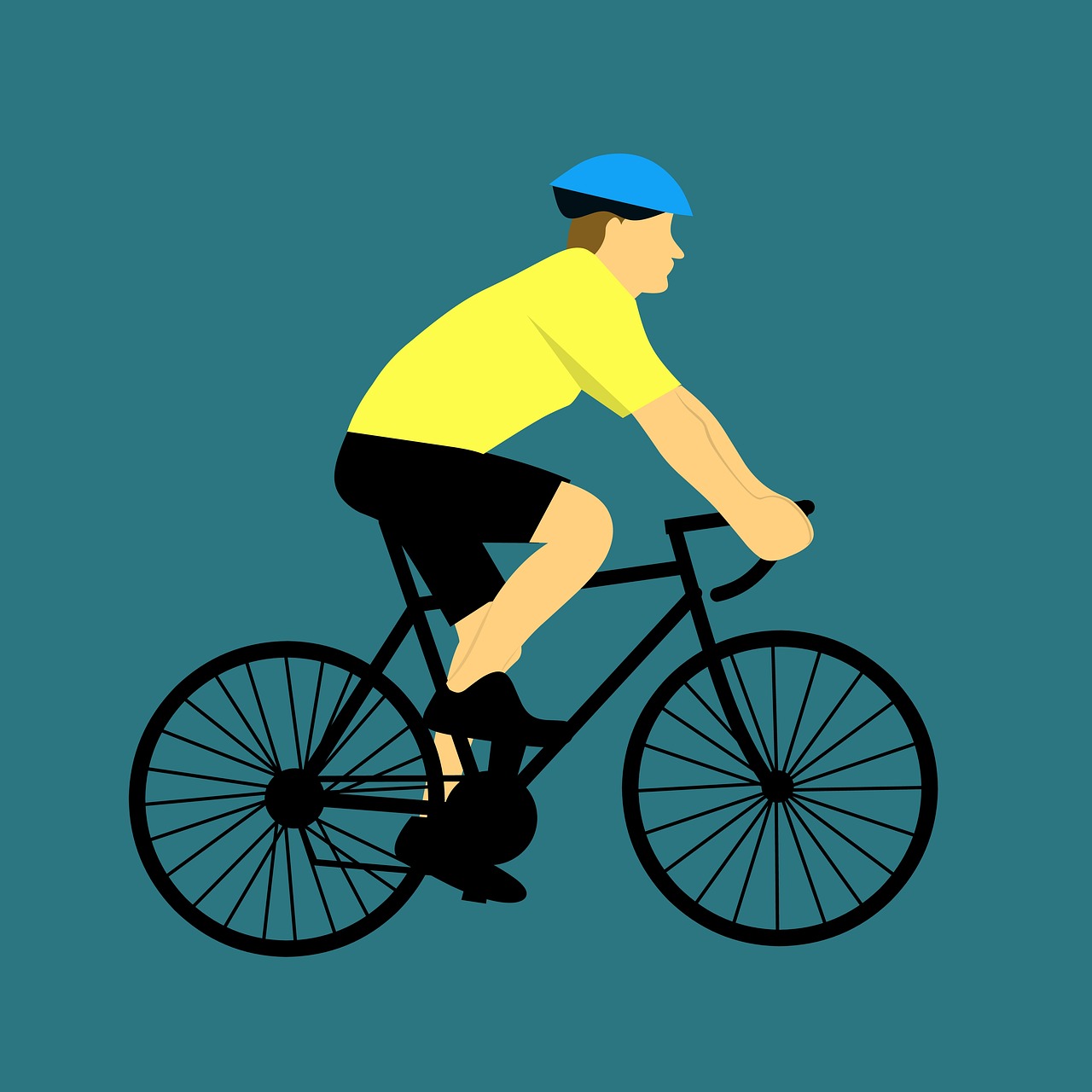 a man riding a bicycle with a hat on