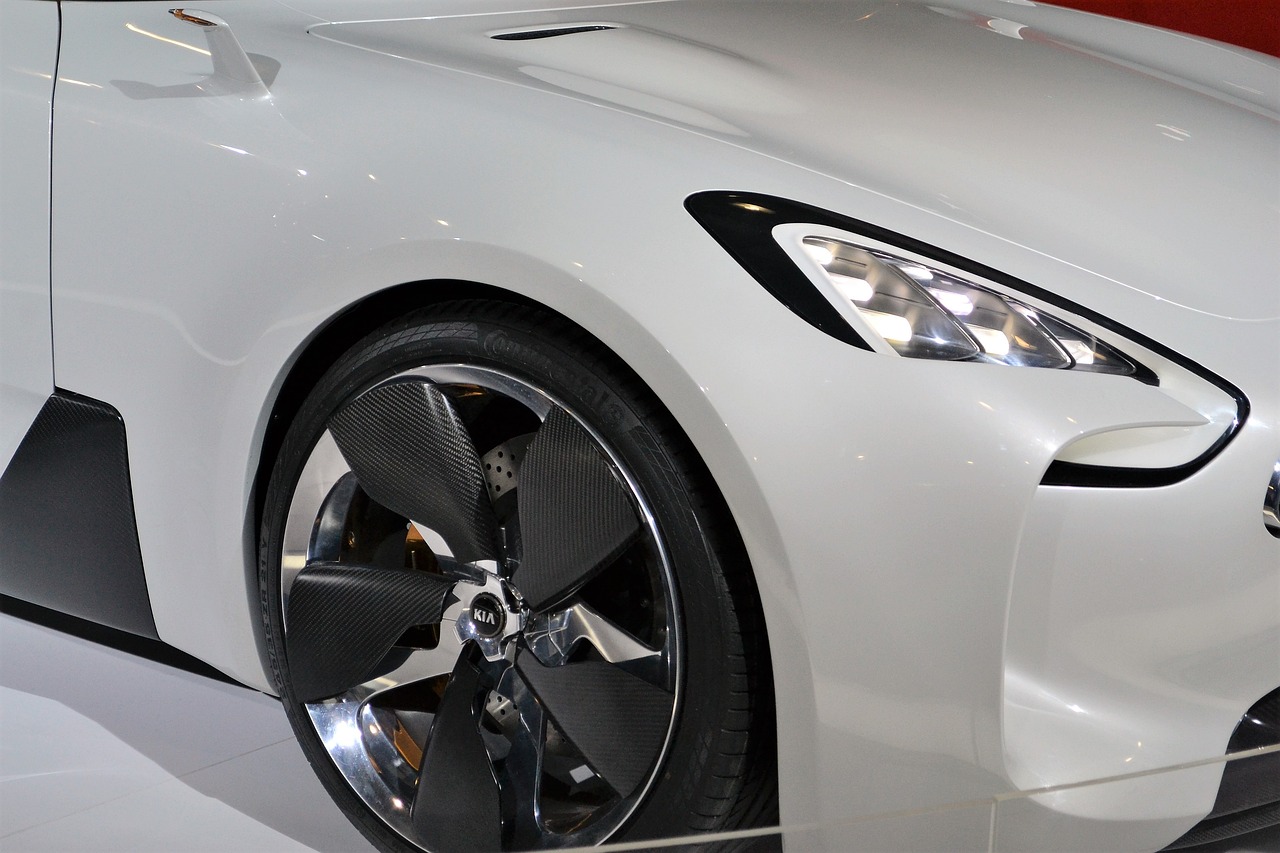 a sports car on display at a showroom