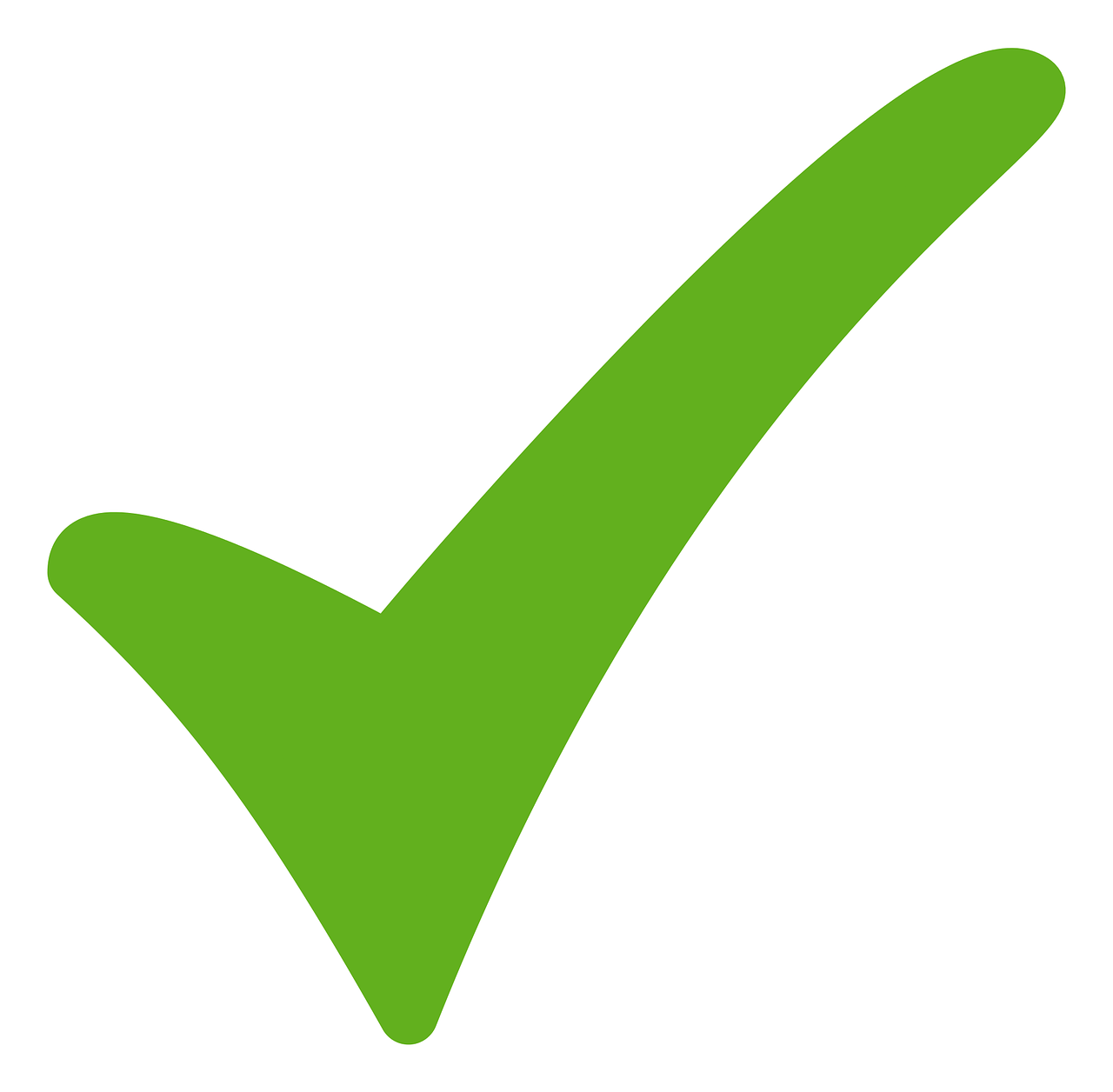 a green check mark icon with white lettering