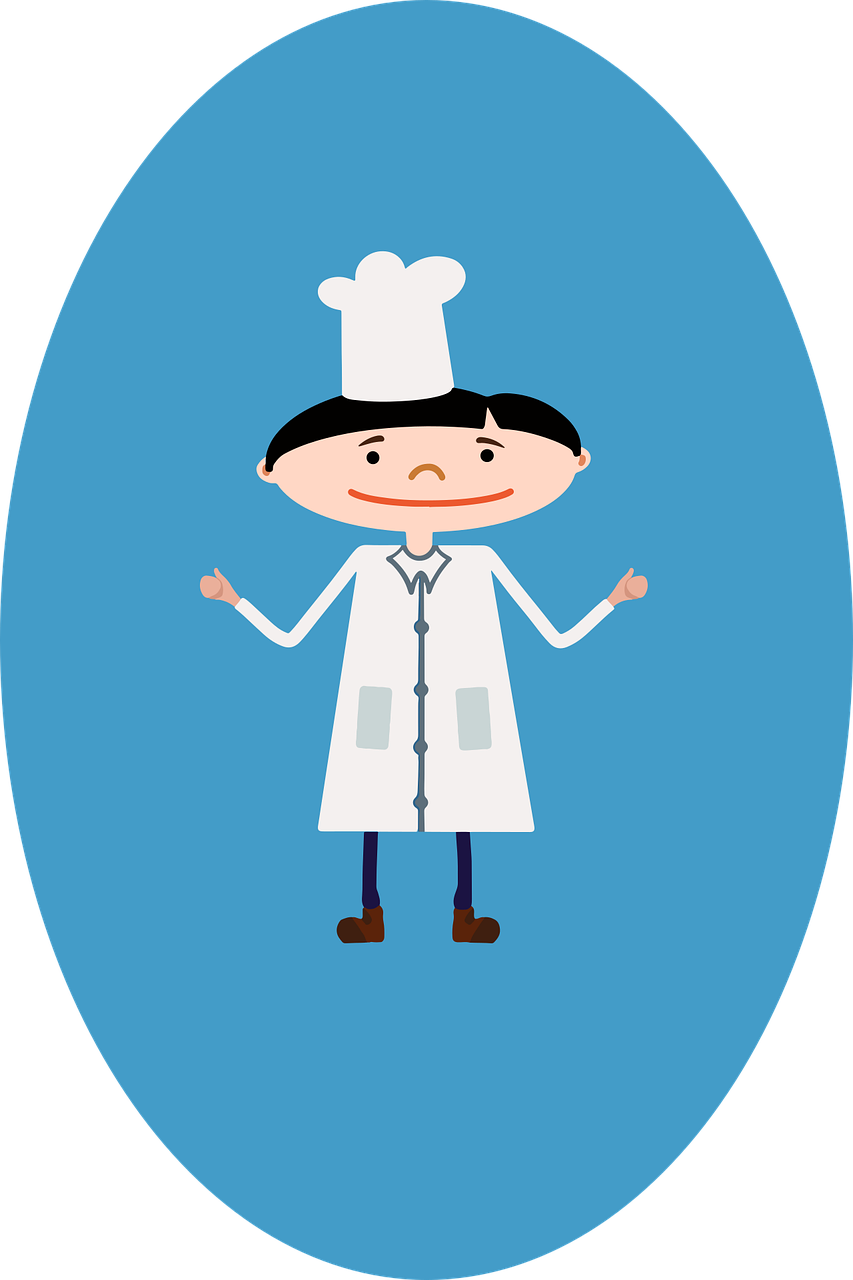 cartoon of chef wearing a white coat