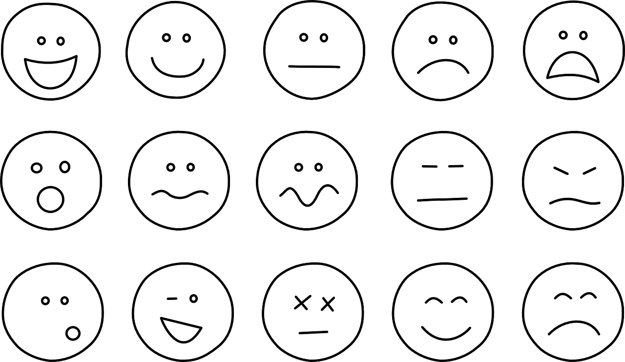 multiple smiley faces with different expressions